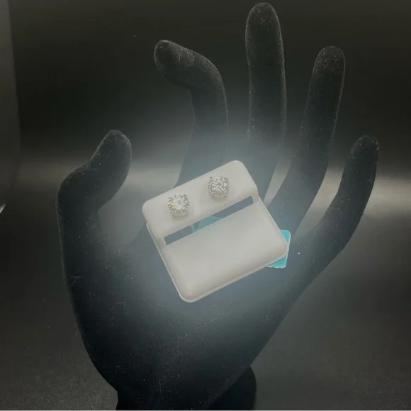 2.40 CTW Moissanite Stud Earrings Sterling Silver Diamond Look - Picture 6 of 6